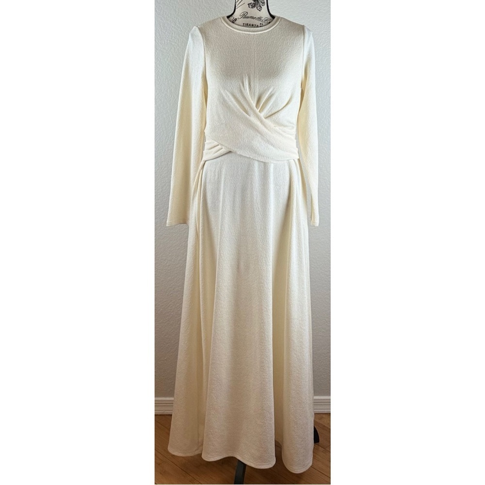 Nordstrom Halogen NWT Long Sleeve Midi Dress Antique White, size Large - Picture 4 of 10